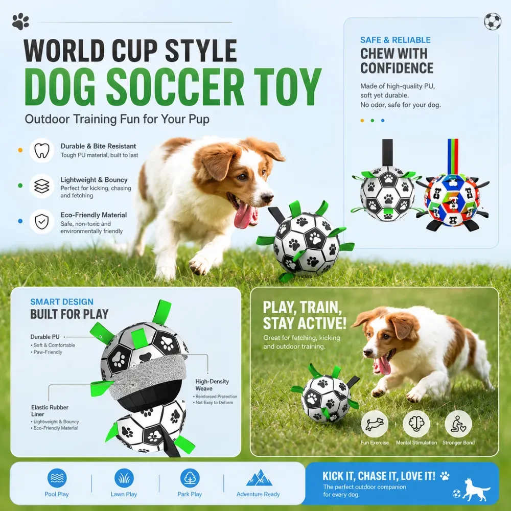 Wholesale World Cup Interactive Black and White Dog Toy Soccer Ball