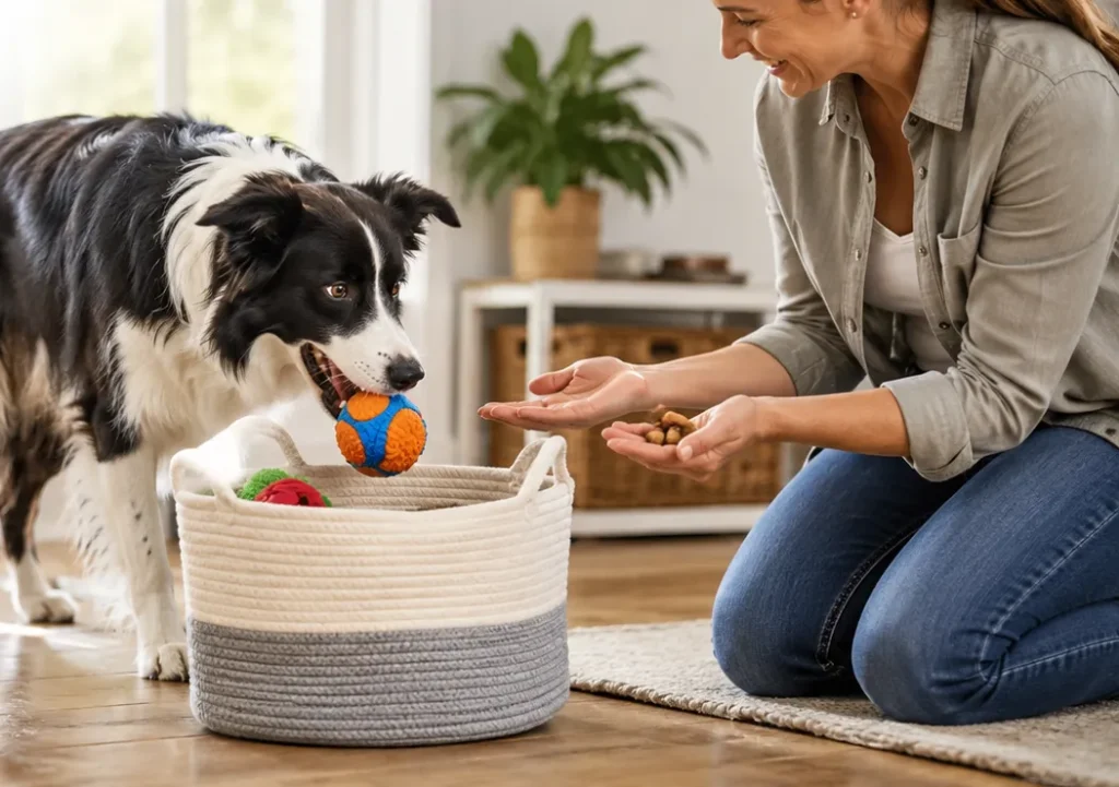 how to teach your dog to put his toys away