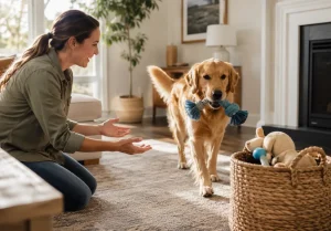 how to train a dog to put toys away