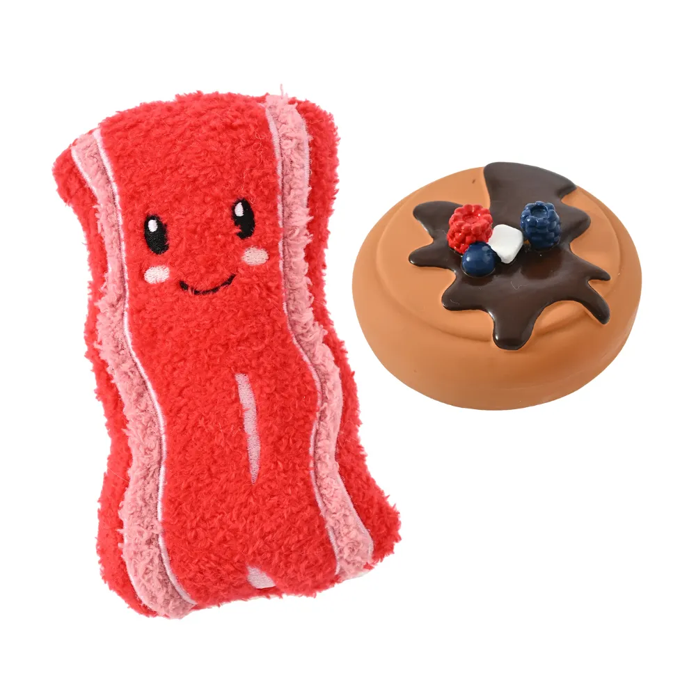 2-Piece Set Squeaky Bacon and Cake Style Dog Toy1_结果