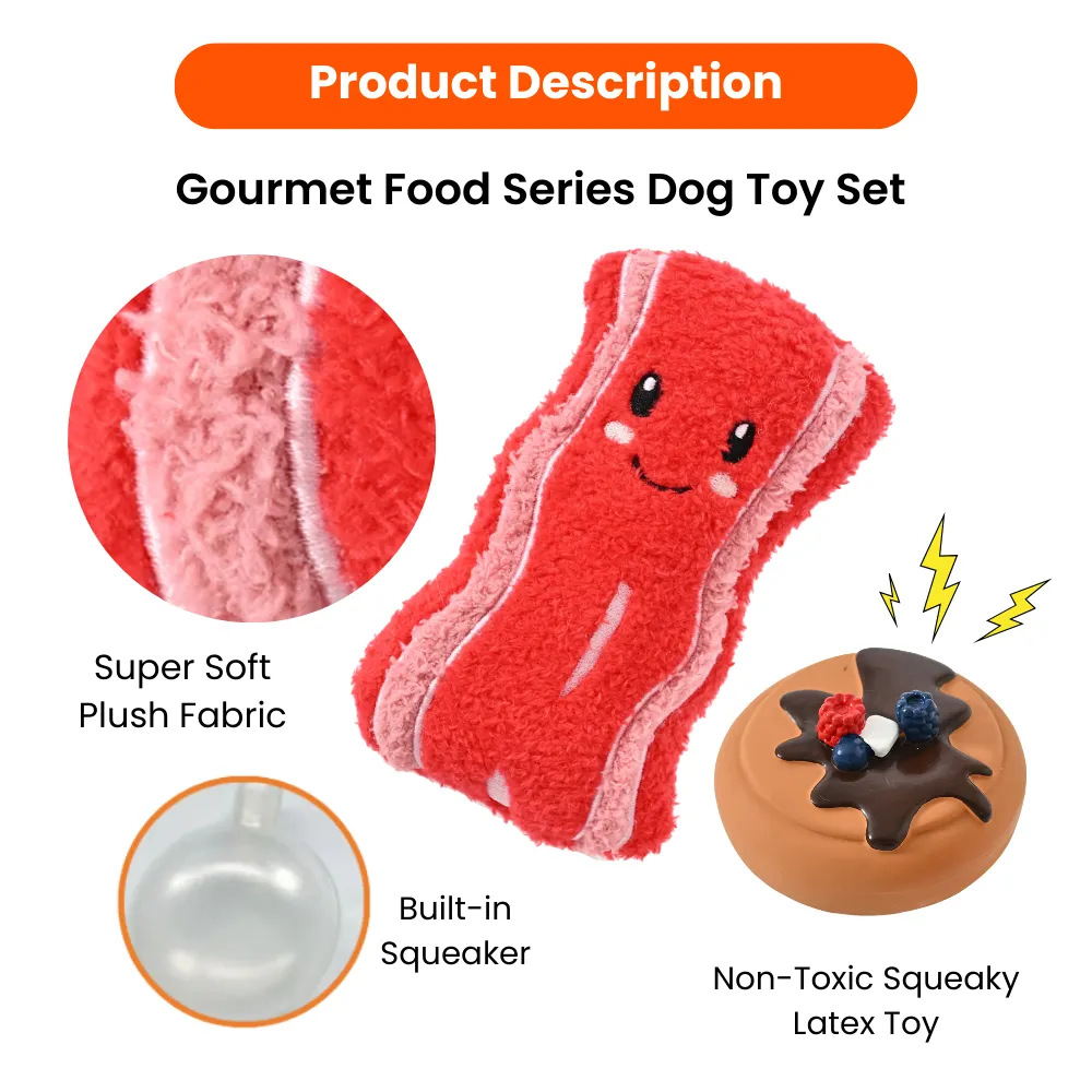 2-Piece Set Squeaky Bacon and Cake Style Dog Toy4_结果