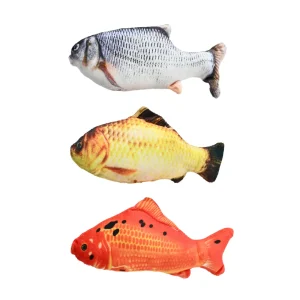 3-Color Mixed Realistic Fish Style Short Plush Cat Toy1_Fish Dog Toy, 3 Colors Assorted, 48pcsCarton