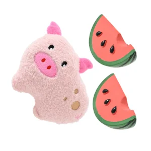 3-Piece Set Squeaky Pig and Watermelon Style Dog ToyPig and Watermelon Plush Dog Toy – Cute Summer Fruit Play Toy, 42PcsCarton