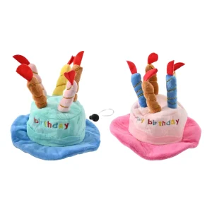 Adjustable Cute Plush Dog Birthday Hat1_Birthday Hat Dog Toy, 2 Colors Assorted, 24pcsCarton
