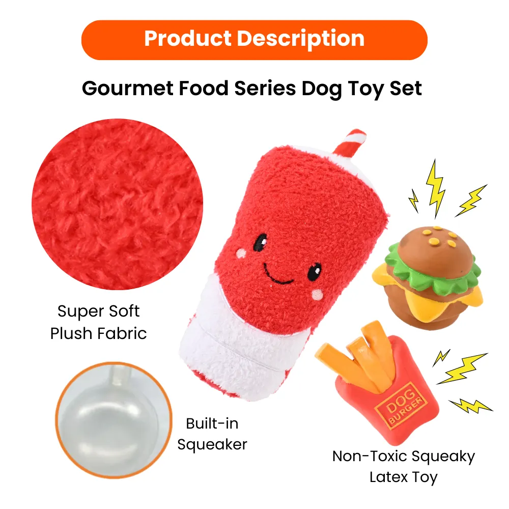 Bacon Donut Plush Dog Toy – Fun Food Shaped Squeaky Toy, 48PcsCarton