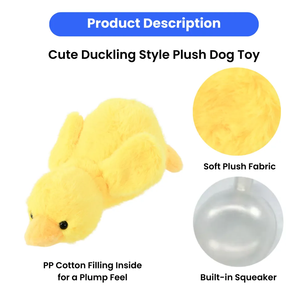 Cute Duckling Style Plush Dog Toy with Squeaker7_Duck Dog Toy, 3 Colors Assorted, 12pcsCarton