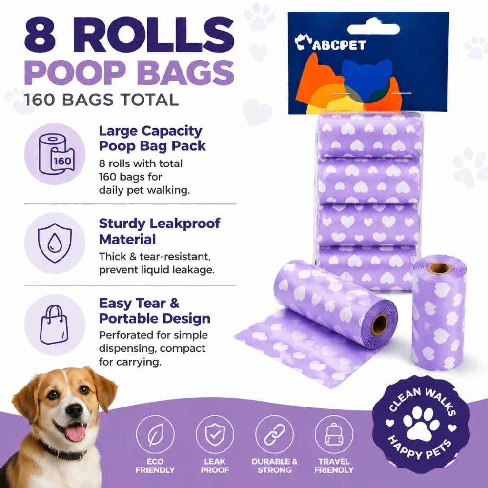 Dog Waste Bags 8 Roll Pack, 4 Colors Assorted, 27 PacksCarton