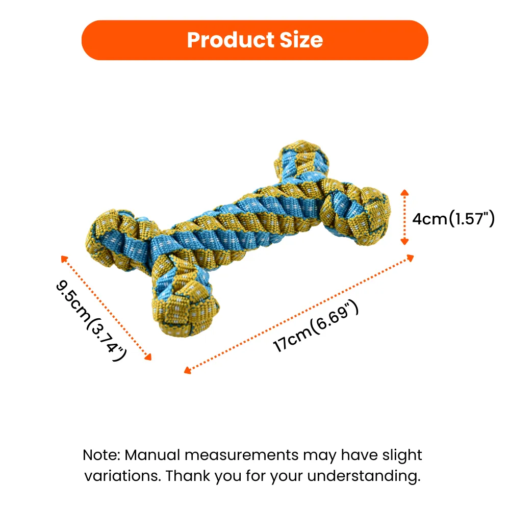 Glow in the Dark Bone Style Polyester Woven Bone Shaped Rope Dog Toy, 60 pcsCarton