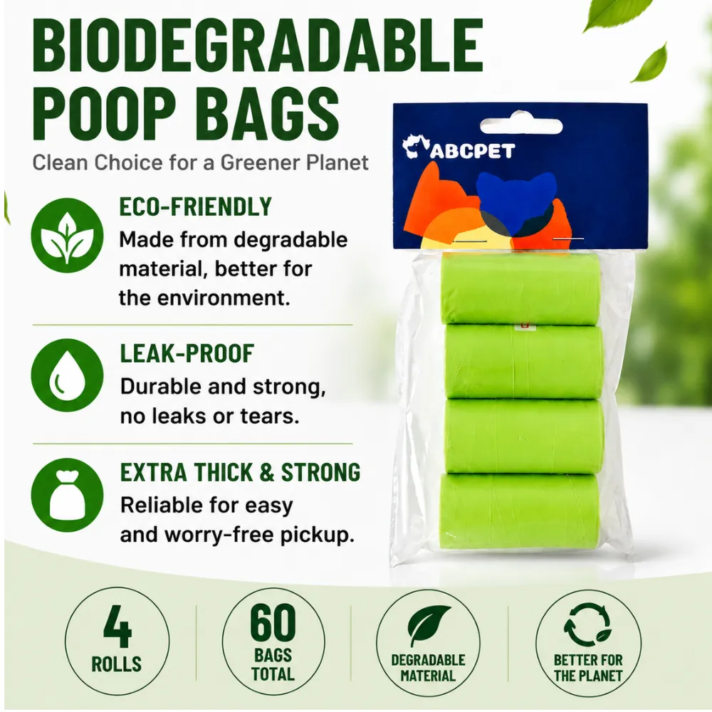 Green Dog Waste Bags 4 Roll Pack, 45 PacksCarton