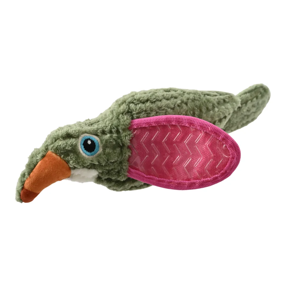 Green Raptor Style Squeaky Plush Dog Toy with a Oxford Cloth Wing1_ (1)