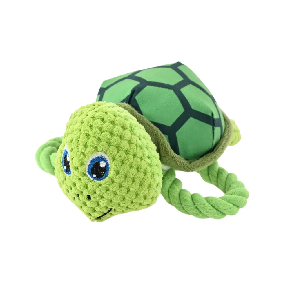 Green Turtle Style Tug-of-War Dog Toy with Squeaker1_Sea Turtle Dog Toy, 24pcsCarton