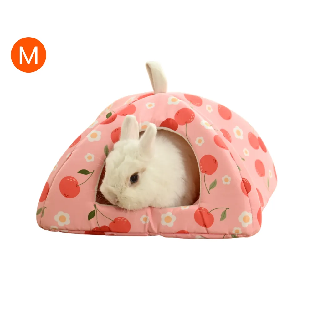 M Size Spring-Summer Series Cozy Triangular Small Pet Cave BedM Size Rabbit Cave Bed – Enclosed Small Pet Hideaway, 4 PcsCarton