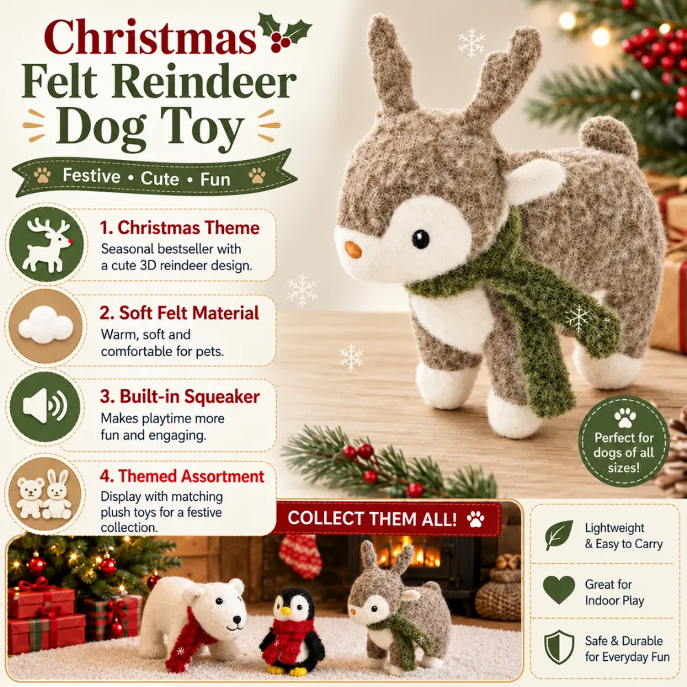 Plush Deer Dog Toy, 14 pcsCarton