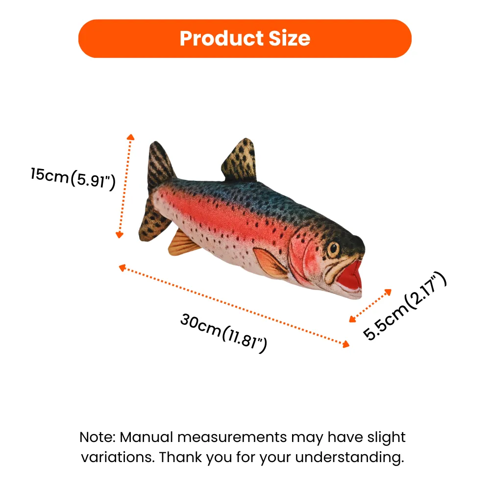 Realistic Durable Squeaky Rainbow Trout Style Plush Dog Toy6_Rainbow Trout Plush Dog Toy, 24 pcsCarton