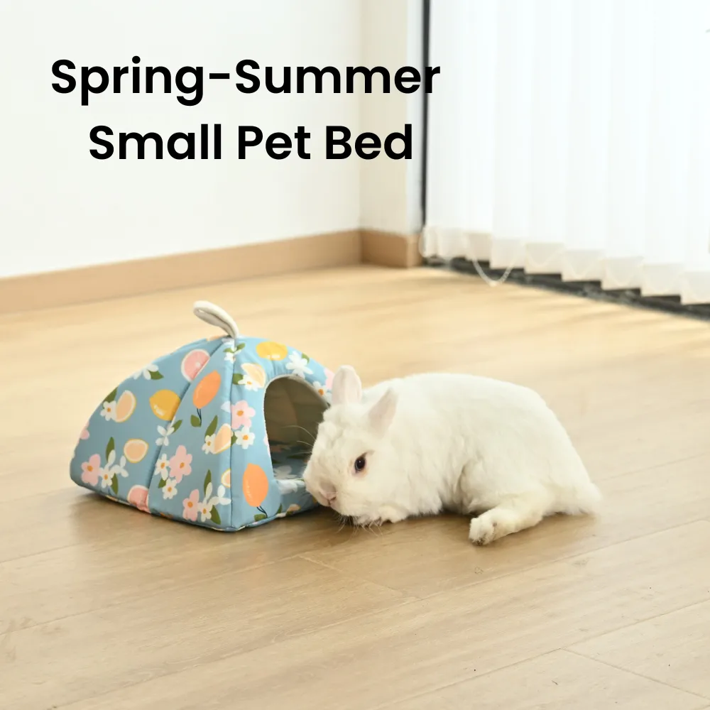 S Size Spring-Summer Series Cozy Triangular Small Pet Cave Bed3_S Size Rabbit Cave Bed – Enclosed Small Pet Hideaway, 8 PcsCarton