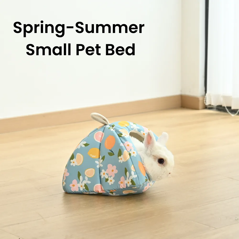S Size Spring-Summer Series Cozy Triangular Small Pet S Size Rabbit Cave Bed – Enclosed Small Pet Hideaway, 8 PcsCarton