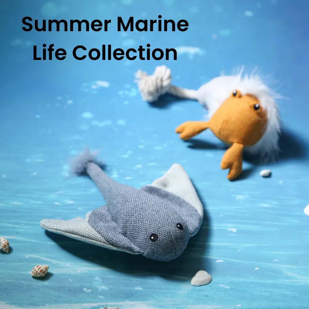 Summer Marine Life Series Squeaky Hermit Crab Style Plush Dog Toy5_Hermit Crab Plush Dog Toy – Coastal Animal Squeaky Play Toy, 36 PcsCarton