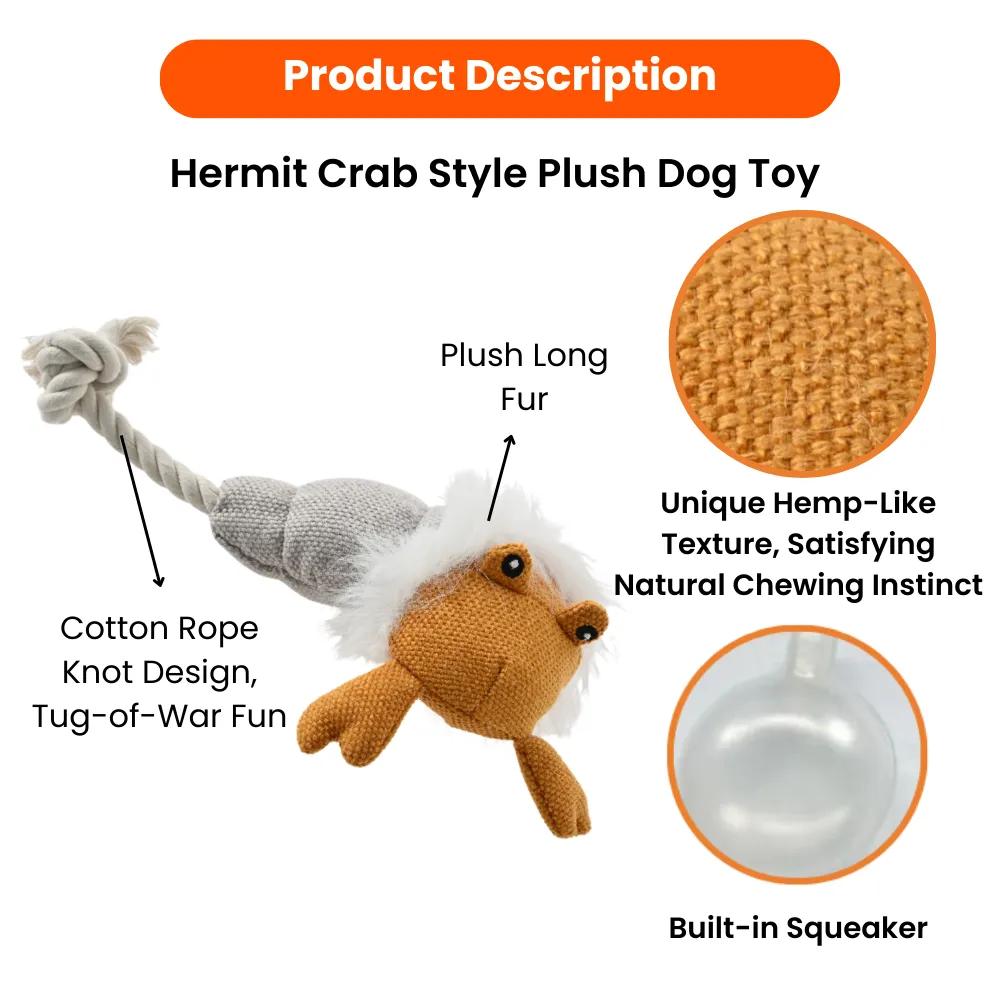 Summer Marine Life Series Squeaky Hermit Crab Style Plush Dog Toy7_Hermit Crab Plush Dog Toy – Coastal Animal Squeaky Play Toy, 36 PcsCarton