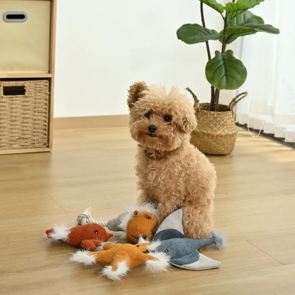 Summer Marine Life Series Squeaky Hermit Crab Style Plush Hermit Crab Plush Dog Toy – Coastal Animal Squeaky Play Toy, 36 PcsCarton