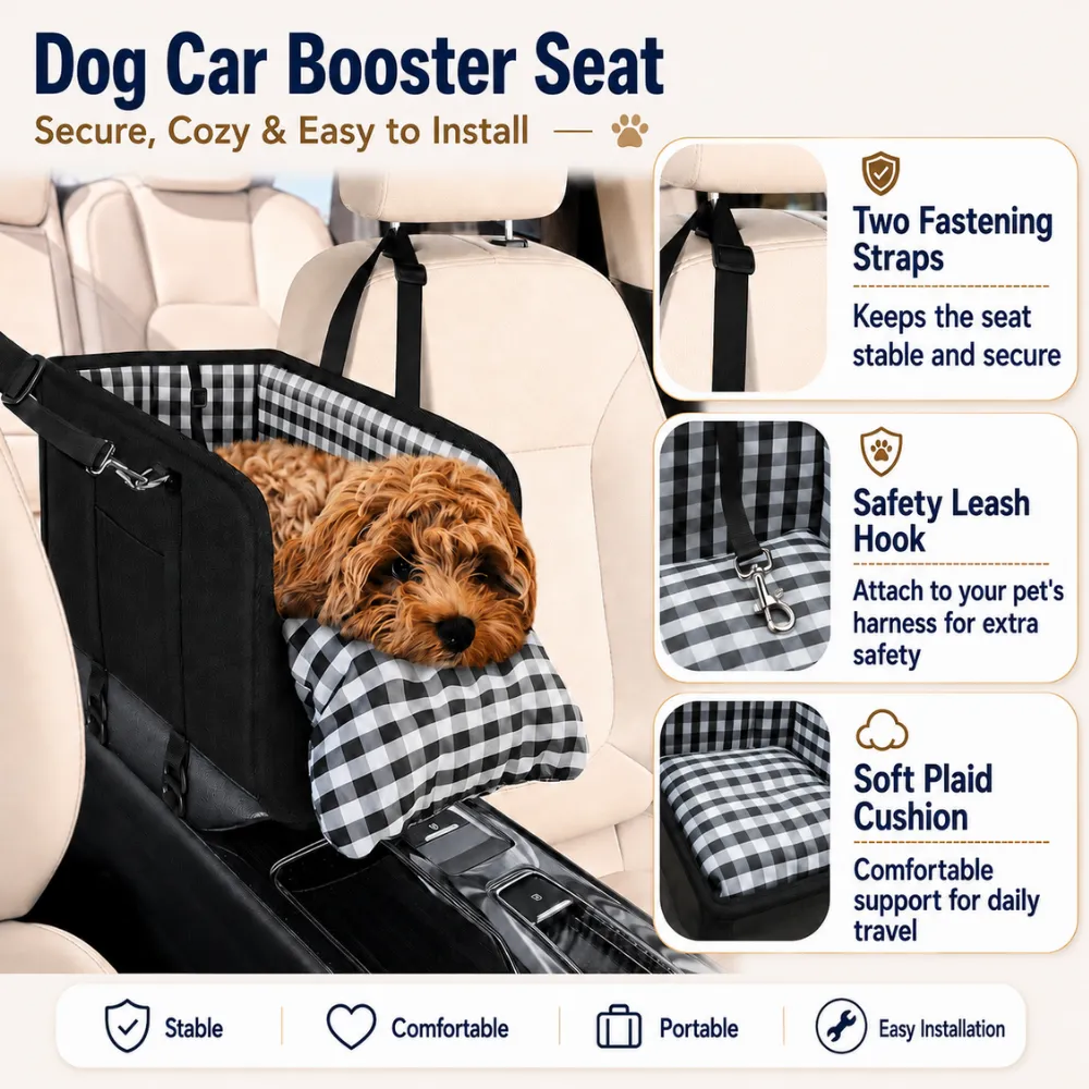 Car Center Console Dog Carrier Bag, Black, 5pcsCarton