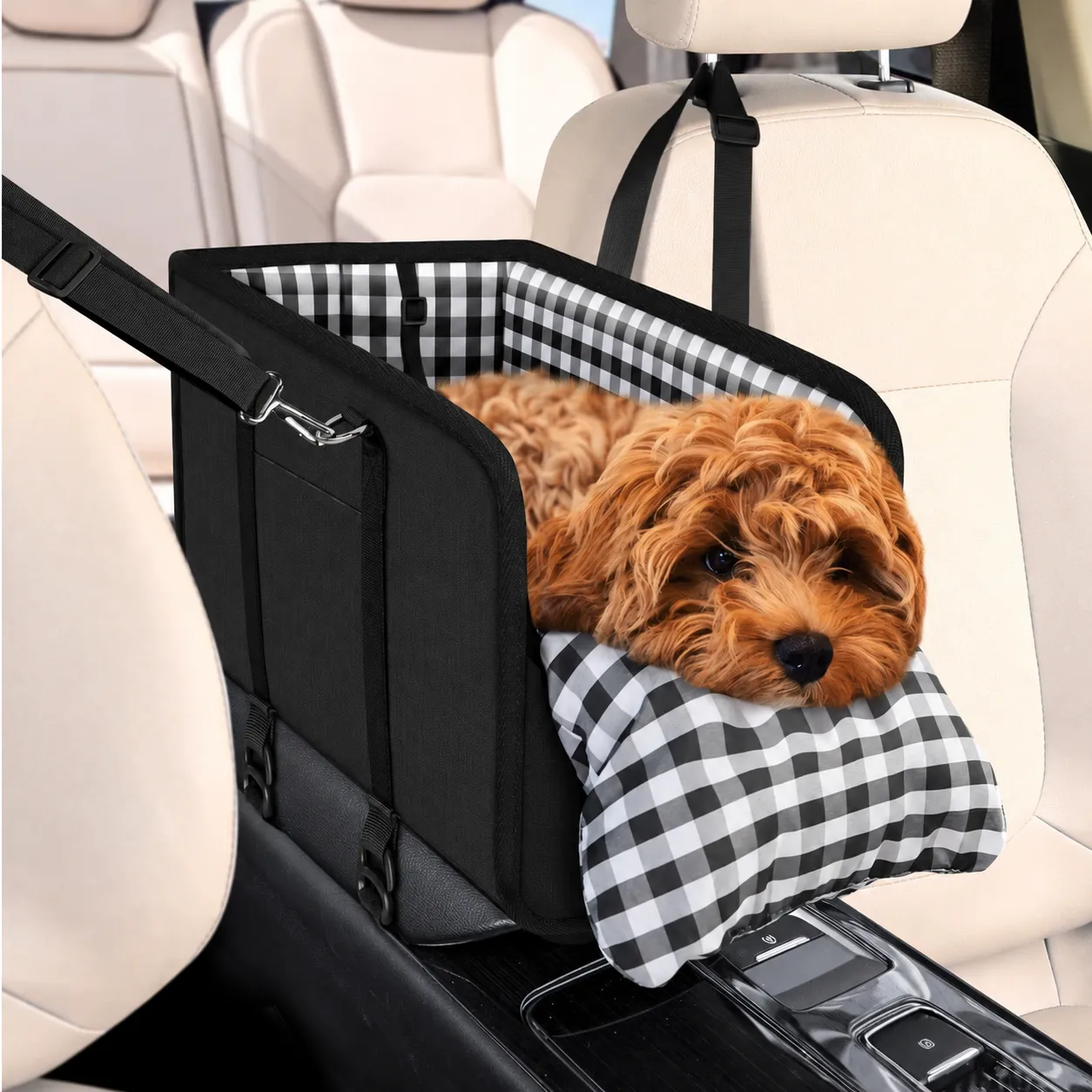 Car Center Console Dog Carrier Bag, Black, 5pcsCarton