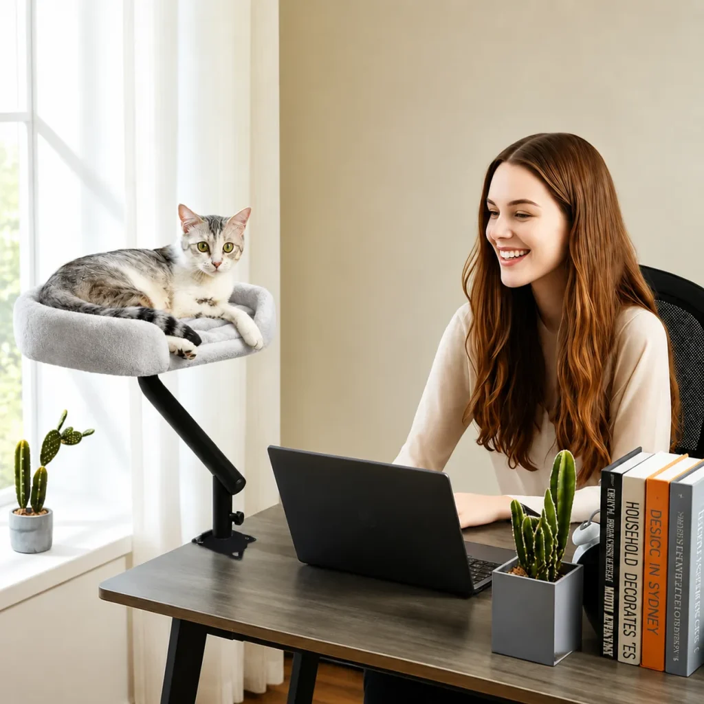 Desktop Cat Perch Platform, Gray, 4pcsCarton