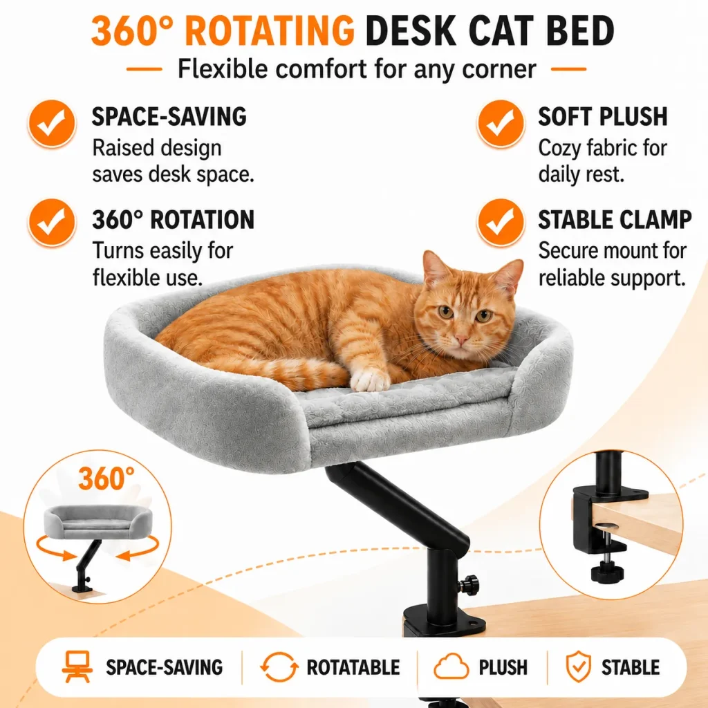 Desktop Cat Perch Platform, Gray, 4pcsCarton